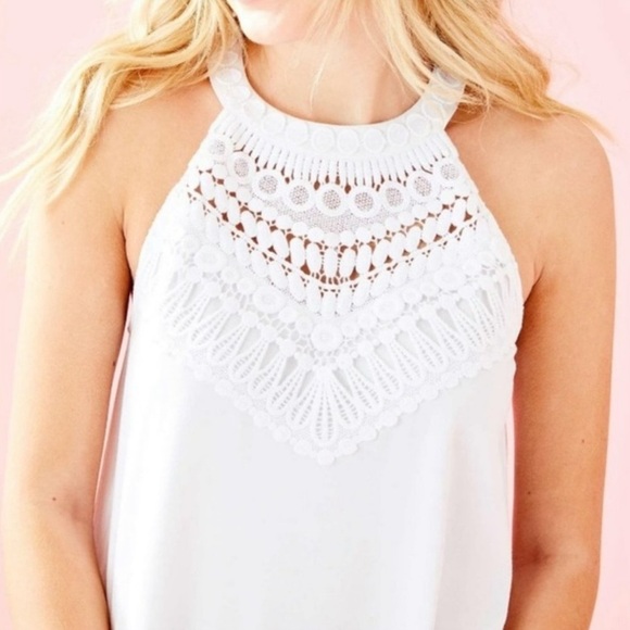 Lilly Pulitzer Dawn Halter Top in Resort White size M - Picture 2 of 6